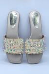 Shop_Foot Fuel_Gold Embellished Jaa La Flower Sequin Flats _at_Aza_Fashions