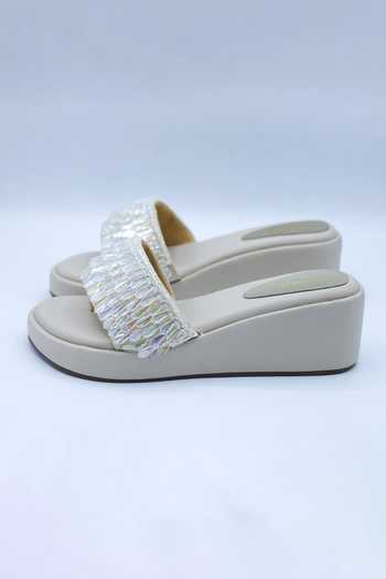 Buy_Foot Fuel_White Beads Crystal Embellished Wedges _Online_at_Aza_Fashions