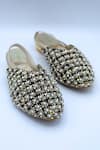 Shop_Foot Fuel_Black Zari, Sequins, Beads Aankhiyaa Embellished Heel Mules _at_Aza_Fashions