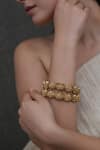 Buy_Do Taara_Gold Plated Embroidery Embossed Temple Bangles Set _at_Aza_Fashions