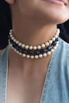 Buy_Do Taara_Blue Natural Stone Pearl Choker _at_Aza_Fashions