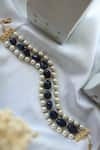 Shop_Do Taara_Blue Natural Stone Pearl Choker _at_Aza_Fashions