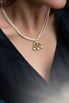 Do Taara_Green Half Moon Pendant Pearl Necklace _Online_at_Aza_Fashions