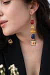 Buy Do Taara Multi Color Diamonds, Stones Navratan Kundan Dangler Earrings at Aza Fashions Buy_Do Taara_Multi Color Diamonds, Stones Navratan Kundan Dangler Earrings _at_Aza_Fashions