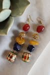 Shop Do Taara Multi Color Diamonds, Stones Navratan Kundan Dangler Earrings at Aza Fashions Shop_Do Taara_Multi Color Diamonds, Stones Navratan Kundan Dangler Earrings _at_Aza_Fashions