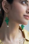 Buy_Do Taara_Green Pearls, Stones Natural Cluster Dangler Earrings _at_Aza_Fashions
