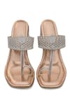 Shop_Sole House_Rose Gold Cutwork Kolhapuri Block Heels _at_Aza_Fashions