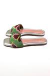 Soleart_Green Bead Aloha Hibiscus Flower Embroidered Sliders _Online_at_Aza_Fashions