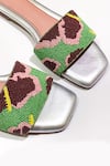 Buy_Soleart_Green Bead Aloha Hibiscus Flower Embroidered Sliders _Online_at_Aza_Fashions