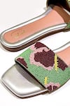 Shop_Soleart_Green Bead Aloha Hibiscus Flower Embroidered Sliders _Online_at_Aza_Fashions