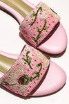 Buy_Soleart_Pink Bead Enchanted Bloom Embroidered Sliders _Online_at_Aza_Fashions