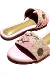 Shop_Soleart_Pink Bead Enchanted Bloom Embroidered Sliders _Online_at_Aza_Fashions