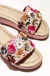 Buy_Soleart_Multi Color Sequin Birdsong 3d Flower Embroidered Wedges _Online_at_Aza_Fashions