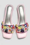 Shop_Soleart_Multi Color Sequin Petal Parade Pearl Embroidered Rounded Heels _at_Aza_Fashions