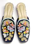 Shop_Soleart_Multi Color Bead Flutterflies Embroidered Mules _at_Aza_Fashions