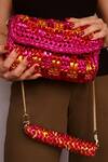 Buy_Stushè_Pink Handcrafted Trirangi Crossbody Clutch Bag _at_Aza_Fashions