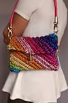 Shop_Stushè_Multi Color Handcrafted Swirl Rainbow Crossbody Clutch Bag _at_Aza_Fashions