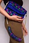 Shop_Stushè_Blue Handcrafted Trirangi Metallic Crossbody Clutch Bag _at_Aza_Fashions