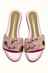 Shop_Soleart_Pink Bead Enchanted Bloom Embroidered Sliders _at_Aza_Fashions