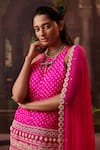 Shop_Pink City by Sarika_Pink Silk Embroidery Bandhani Halter Neck Pattern Kurta Sharara Set _Online_at_Aza_Fashions