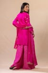 Shop_Pink City by Sarika_Pink Silk Chanderi Embroidery Lotus Zardozi Kurta Sharara Set _at_Aza_Fashions