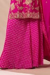 Pink City by Sarika_Pink Silk Chanderi Embroidery Lotus Zardozi Kurta Sharara Set _Online_at_Aza_Fashions