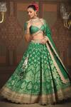 SHIKHAR SHARMA_Green Banarasi Floral Woven Leaf Neck Bridal Lehenga Set _at_Aza_Fashions