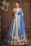 Buy_SHIKHAR SHARMA_Blue Banarasi Floral Woven Leaf Neck Bridal Lehenga Set _at_Aza_Fashions