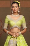 SHIKHAR SHARMA_Green Banarasi Floral Woven Leaf Neck Bridal Lehenga Set _at_Aza_Fashions