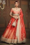 Buy_SHIKHAR SHARMA_Orange Banarasi Paisley Woven Round Bridal Lehenga Set _at_Aza_Fashions