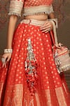 Shop_SHIKHAR SHARMA_Orange Banarasi Paisley Woven Round Bridal Lehenga Set _Online_at_Aza_Fashions