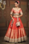 SHIKHAR SHARMA_Orange Banarasi Paisley Woven Round Bridal Lehenga Set _at_Aza_Fashions