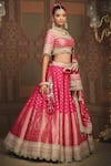 SHIKHAR SHARMA_Pink Banarasi Paisley Woven Round And Floral Bridal Lehenga Set _Online_at_Aza_Fashions