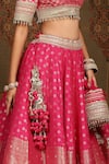 Shop_SHIKHAR SHARMA_Pink Banarasi Paisley Woven Round And Floral Bridal Lehenga Set _Online_at_Aza_Fashions