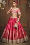 SHIKHAR SHARMA_Pink Banarasi Paisley Woven Round And Floral Bridal Lehenga Set _at_Aza_Fashions