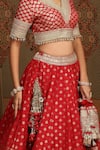 SHIKHAR SHARMA_Red Banarasi Paisley Woven V Neck Floral And Bridal Lehenga Set _Online_at_Aza_Fashions