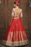 Shop_SHIKHAR SHARMA_Red Banarasi Paisley Woven V Neck Floral And Bridal Lehenga Set _at_Aza_Fashions