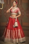 SHIKHAR SHARMA_Red Banarasi Paisley Woven V Neck Floral And Bridal Lehenga Set _at_Aza_Fashions