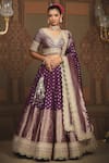 Buy_SHIKHAR SHARMA_Purple Banarasi Paisley Woven V Neck Bridal Lehenga Set _at_Aza_Fashions