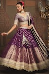 Buy_SHIKHAR SHARMA_Purple Banarasi Paisley Woven V Neck Bridal Lehenga Set _Online_at_Aza_Fashions