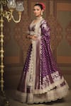 Shop_SHIKHAR SHARMA_Purple Banarasi Paisley Woven V Neck Bridal Lehenga Set _Online_at_Aza_Fashions