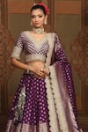 SHIKHAR SHARMA_Purple Banarasi Paisley Woven V Neck Bridal Lehenga Set _at_Aza_Fashions