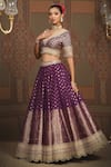 Shop_SHIKHAR SHARMA_Purple Banarasi Paisley Woven V Neck Bridal Lehenga Set 