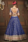 Shop_SHIKHAR SHARMA_Blue Lehenga Cotton Shimmer Chanderi Embroidered Abstract Floral Pattern Set _at_Aza_Fashions