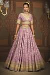 Buy Shikhar Sharma Purple Lehenga Cotton Shimmer Chanderi Embroidered Abstract Petal Pattern Set at Aza Fashions Buy_Shikhar Sharma_Purple Lehenga Cotton Shimmer Chanderi Embroidered Abstract Petal Pattern Set _at_Aza_Fashions