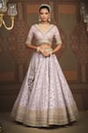 Shikhar Sharma Purple Chanderi, Silk, Net Beads, Lace Abstract Floral Petal Pattern Lehenga Set at Aza Fashions Shikhar Sharma_Purple Chanderi, Silk, Net Beads, Lace Abstract Floral Petal Pattern Lehenga Set _at_Aza_Fashions