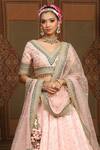 Buy_SHIKHAR SHARMA_Pink Lehenga Cotton Shimmer Chanderi Abstract Flower Petal Pattern Set _Online_at_Aza_Fashions