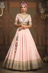 SHIKHAR SHARMA_Pink Lehenga Cotton Shimmer Chanderi Abstract Flower Petal Pattern Set _at_Aza_Fashions