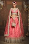 Buy_SHIKHAR SHARMA_Pink Lehenga Cotton Shimmer Chanderi Flower Petal Abstract Pattern Set _at_Aza_Fashions