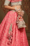 Shop_SHIKHAR SHARMA_Pink Lehenga Cotton Shimmer Chanderi Flower Petal Abstract Pattern Set _Online_at_Aza_Fashions
